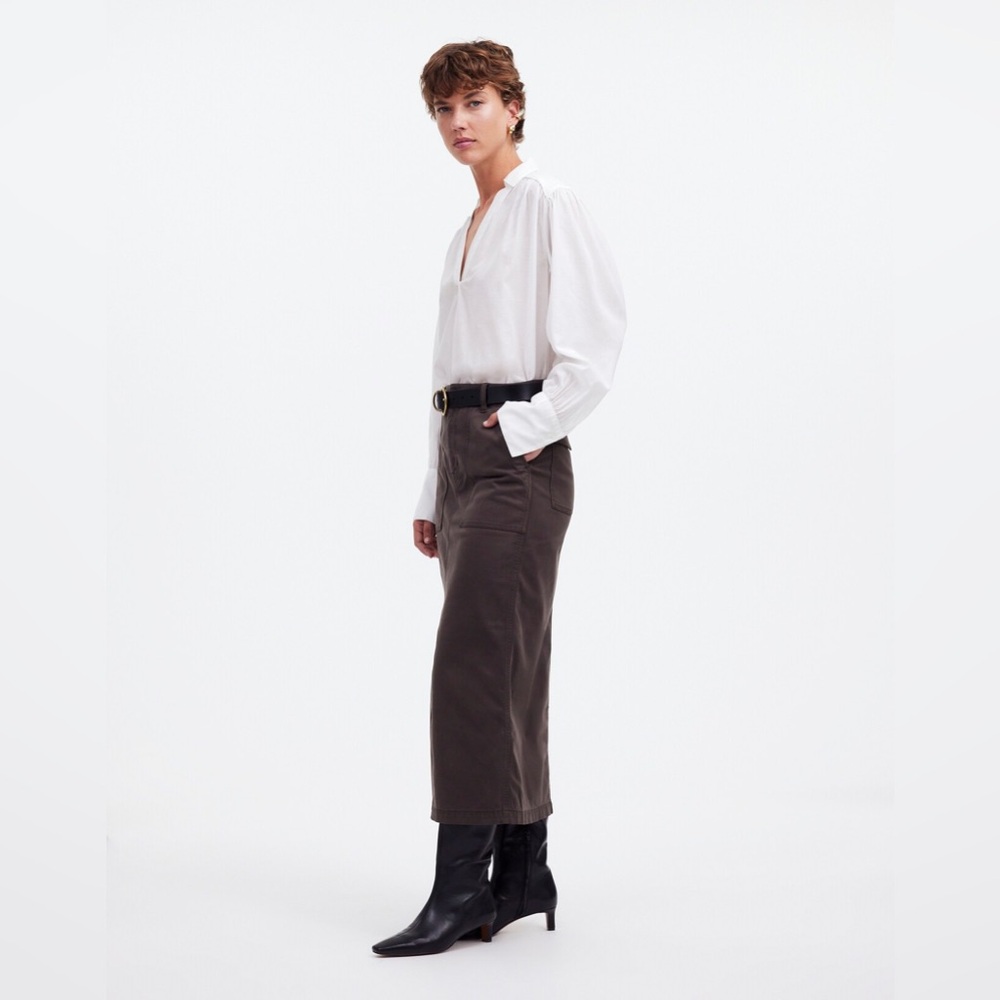 Madewell Twill Patch Pocket Utility Midi Skirt 29 30 31